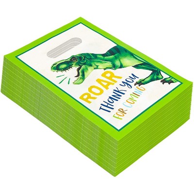 Blue Panda 100-Pack Dinosaur Party Favor Bags in Dino T Rex Roar design for Kids Birthday Treat, Goodie & Gifts, 9.4 x 6.5 inches