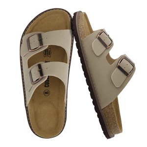 CUSHIONAIRE Plano Slip-On Sandals for Women with Arch Support, Adjustable Buckle Straps, and Stitched Outsole – Casual Flat Summer Womens Sandals - 1 of 4
