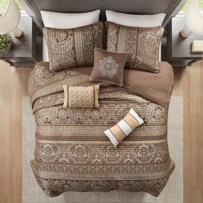 Brown/Gold Mirage Coverlet Set Full/Queen 6pc