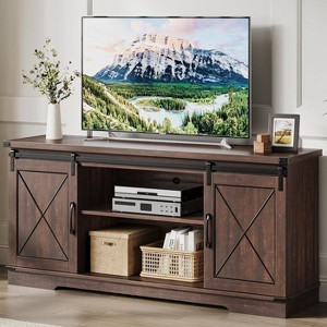 Jojoka Farmhouse TV Stand and Entertainment Center for TV Up to 65 Inches with Sliding Barn Doors and Adjustable Shelf - 1 of 4