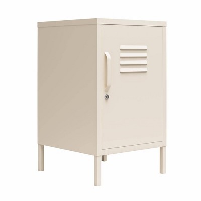 Parchment Metal Locker Style End Table with Storage