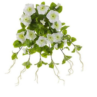 Allstate Floral 20" White Petunia UV Protected Artificial Hanging Floral Bush