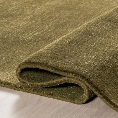 Handmade Verdant Green Round Wool Area Rug, 48 inches
