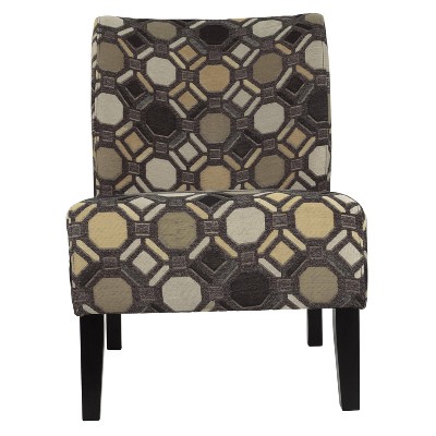 Fabric Upholstered Wooden Accent Chair with Celtic Knot Gray - Benzara