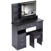 41" Large Size Left Drawer Desktop Vanity Table+Cushioned Stool Dresser Set, 2 AC+2 USB Power Station, Hair Dryer Stand - 4 of 4