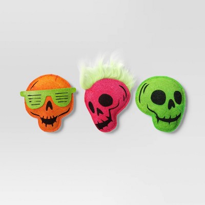 Halloween Multipack Retro Skull Plush Cat Toy Set - 3pc - Hyde and EEK! Boutique™