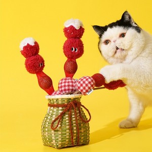 ZEZE Tanghulu Catnip Ball Toy – Plush Skewer - Inspired Cat Toy with Catnip, Red Fruit Design for Cultural & Interactive Play - 1 of 4