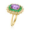Ross-Simons 2.00 ct. t.w. Amethyst and .20 ct. t.w. White Topaz Floral Ring With Green Chalcedony in 18kt Gold Over Sterling Size 7 - 2 of 3