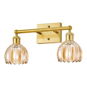 DAKAFUL Vintage Bathroom Vanity Light,2/3/4-Light E26 Base Vanity Fixture With Patterned Glass Shade&Iron Frame, Wall Sconce Over Mirror - 1 of 4