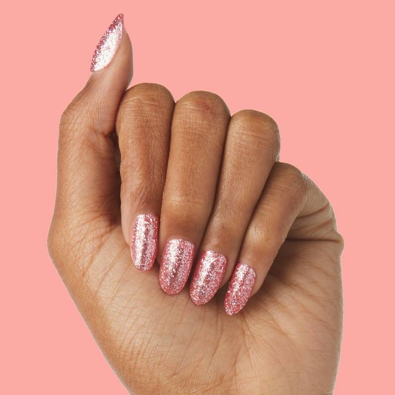 Olive & June Press On Fake Nail - Oval - Pink Glitter Party - M - 42ct: Salon-Quality, 14-Day Wear, Non-Toxic Glue, ABS Material, Adult/Teen, 3 of 10