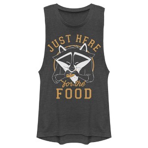 Juniors Womens Pocahontas Meeko Here for Food Festival Muscle Tee - 1 of 4