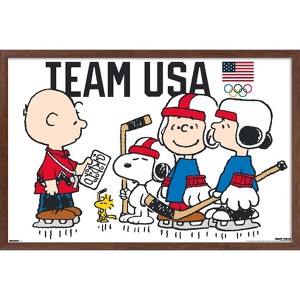 Trends International Team USA x Peanuts – Olympic Hockey Team Framed Wall Poster Prints - 1 of 4