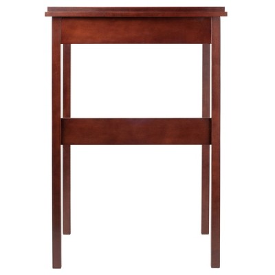 Transitional Walnut High Standing Desk with Drawer, 27.95" W