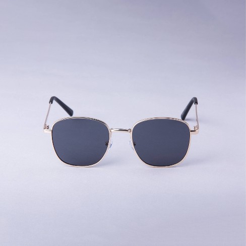 Men s Round Metal Sunglasses Goodfellow Co Gray gold Target