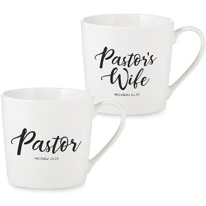 Collections Etc Pastor & Pastor's Wife White Ceramic Coffee Mug Gift Set 13 X 5 X 5 - 1 of 3