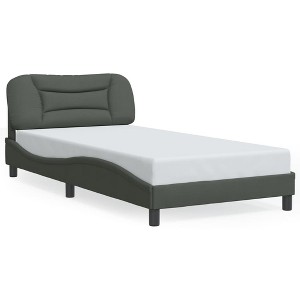 vidaXL Twin XL Bed Frame with Plush Headboard - Dark Gray Fabric, Supportive Plywood Slats, Stylish Waved Design for Modern Bedrooms - 1 of 4