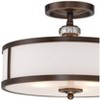 Minka Lavery Vintage Ceiling Light Semi Flush Mount Fixture 15" Dark Bronze 3-Light White Glass Shade for Bedroom Kitchen Hallway - 3 of 3