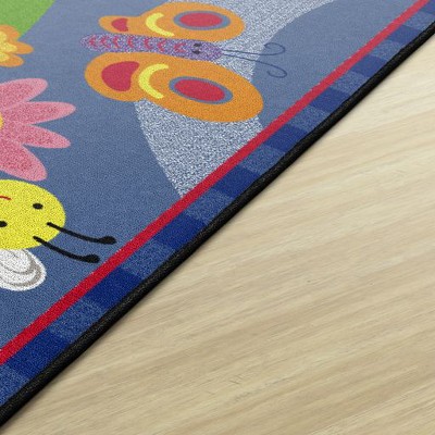 Colorful Bugs and Flowers Non-slip Washable Kids Area Rug, 3' x 5'
