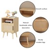 SEVOBAL Nightstands, Rattan Nightstand with Door, Open Shelf, and Solid Wood Legs for Bedroom and Small Spaces, Oak, 15.75"*11.81"*22.83" - 2 of 4