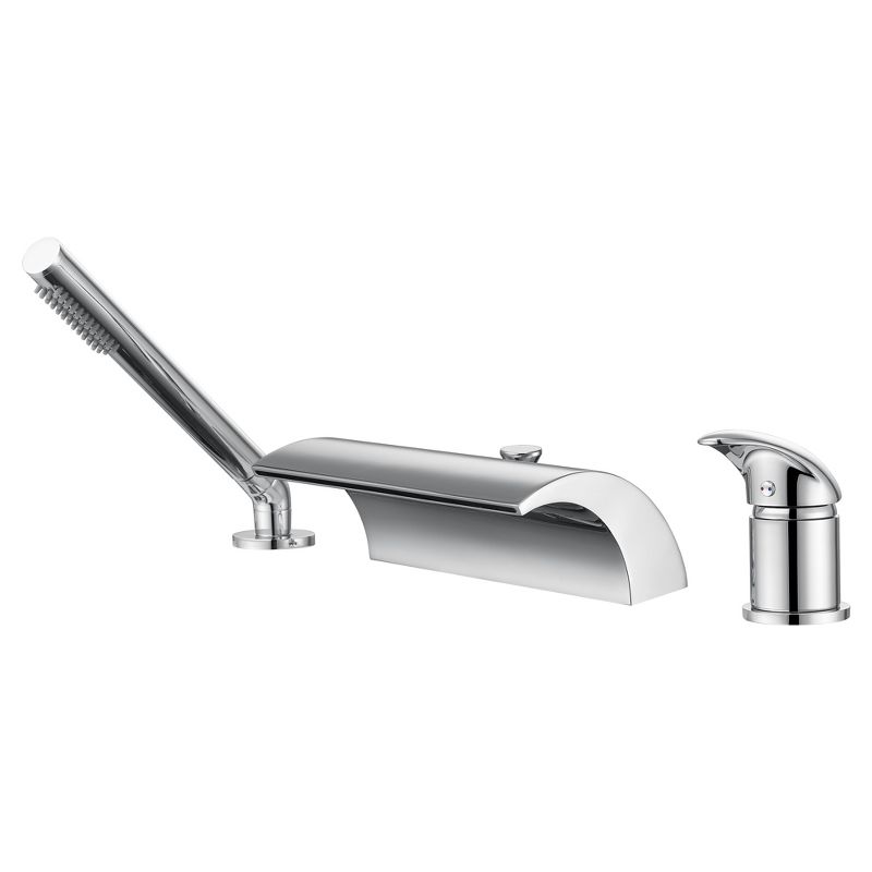 Sumerain Waterfall Roman Tub Faucet with Handheld and Brass Rough-in Valve, High Flow Chrome, 1 of 18