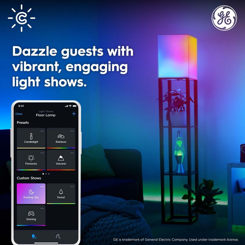 GE CYNC Dynamic Effects Smart LED Full Color A19 Light Bulb, 4 of 7
