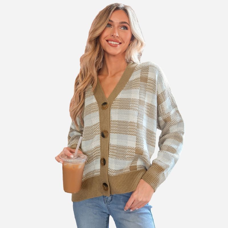 Women's Gingham Button-Front Cardigan - Cupshe, 1 of 7