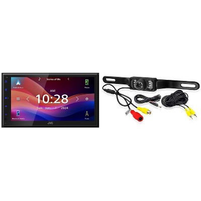 JVC KW-M590BT Digital Media Receiver Featuring 6.8" Capacitive Touch Monitor, Compatible with Apple Carplay and Android Auto with PYLE PLCM10 Licen...