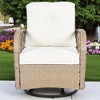 3-Piece Outdoor Chair & Table Set - 2-Person Rattan Seating Group with 360¡ã Swivel Chairs and Glass-Topped Square Table for Patio, Garden, or Balcony - 3 of 4