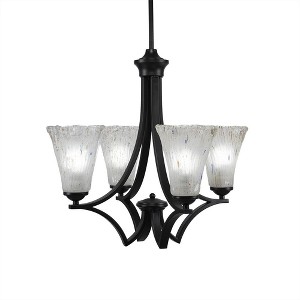 Toltec Lighting Zilo 4 - Light Chandelier in  Matte Black with 5.5" Fluted Frosted Crystal Shade - 1 of 1
