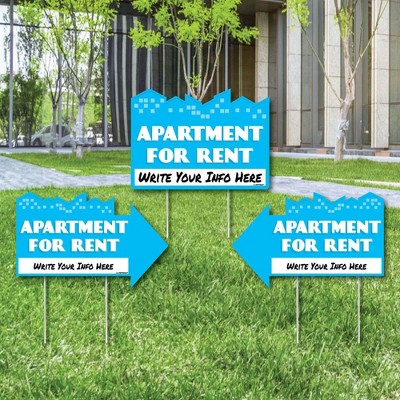 Big Dot of Happiness Apartment for Rent - Yard Sign with Stakes - Double Sided Outdoor Lawn Sign - Set of 3