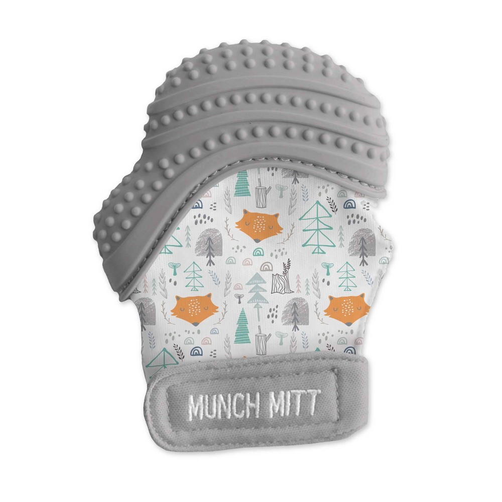 Malarkey Kids Munch Mitt Teether - Gray Fox: BPA-Free, Sensory Development, Silicone