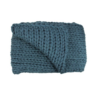 Northlight 50" x 60" Cable Knit Plush Throw Blanket - Teal Blue