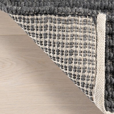 Handmade Charcoal Striped Wool and Cotton 8' x 10' Area Rug
