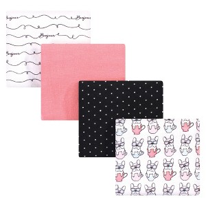 Hudson Baby Infant Girl Cotton Flannel Receiving Blankets, Bonjour, One Size - 1 of 2