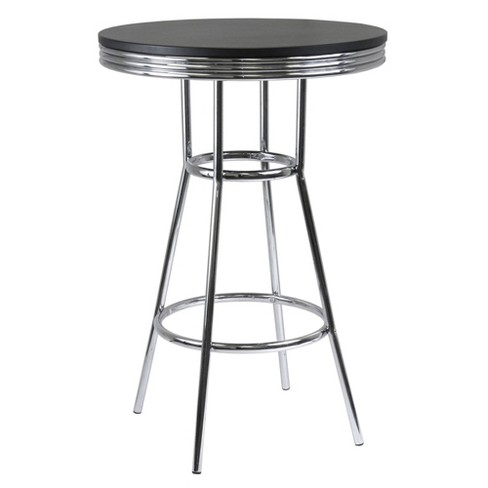 Summit Pub Table Bar Height Wood/Black/Bright Chrome - Winsome - image 1 of 4
