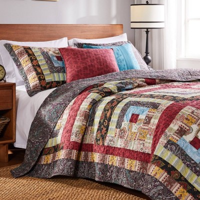 Rustic Charm King-Size Cotton Quilt Set with Reversible Patchwork Design