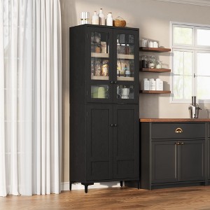 71 Inch Tall Storage Cabinet with 4 Door, Kitchen Pantry 5 Tier Bathroom Cabinet Adjustable Shelves - 1 of 4