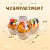 20 Pack 4 Compartment Cupcake Containers with Connected Airtight Lid for 80 Cupcakes Muffins - 2 of 4