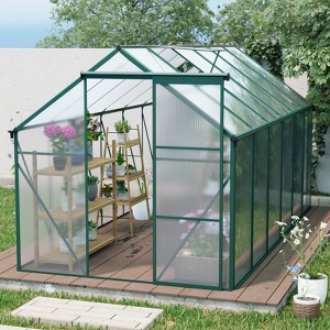 KTMBDW 6x6/8/10/12 FT Greenhouse for Outdoors, Polycarbonate Greenhouse with Roof Vent, Aluminum Large Walk-in Greenhouse for Outside Garden Backyard - 1 of 4