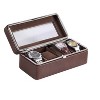 HomeRoots 8" Brown Clear And Silver Faux Leather And Glass Six Section Watch Box With Metal Accents - 4 of 4