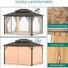 Hardtop Gazebo - 13 x 10 FT Outdoor Pc Roof Gazebo with Aluminum Frame, Outdoor Patio Gazebo Canopy with Mesh and Curtains, Double Roof Canopy, Khaki - 4 of 4