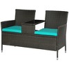 Outsunny Patio Wicker Conversation Furniture Set, Outdoor Garden Rattan 2-Seater Chair, Modern Loveseat w/ Cushions & Tempered Glass Top Coffee Table - 4 of 4