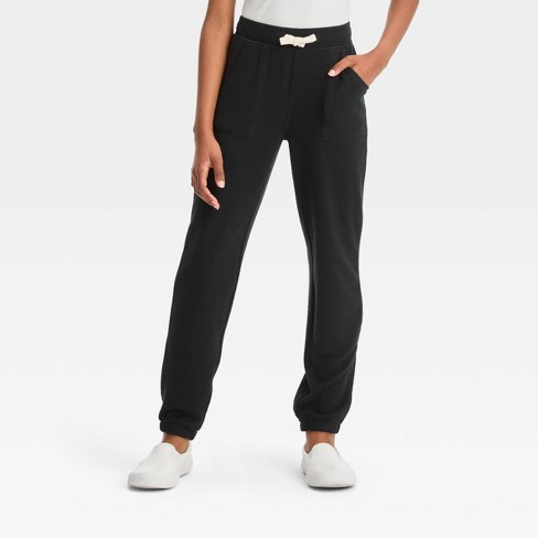 Girls' Cozy Jogger Pants - Cat & Jack™ Solid Black Xs : Target