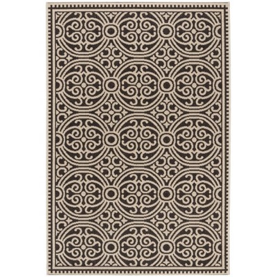 Cream and Brown Geometric Flat Woven 4' x 6' Area Rug