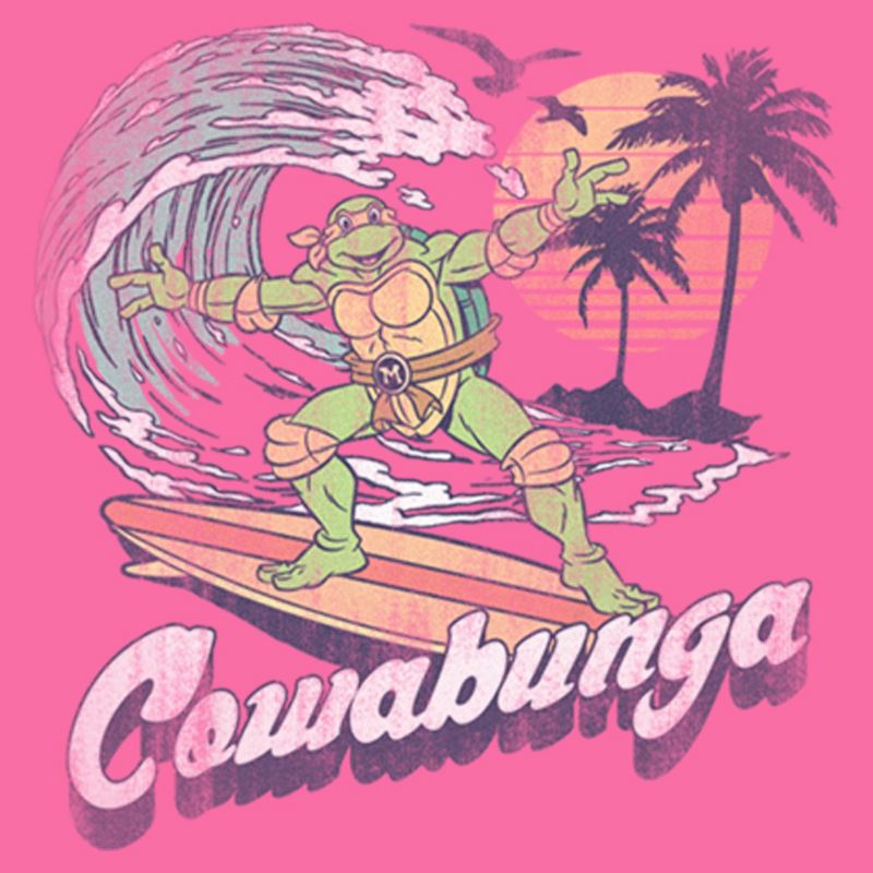 Girl's Teenage Mutant Ninja Turtles Retro Cowabunga Surfer Michelangelo T-Shirt, 2 of 4