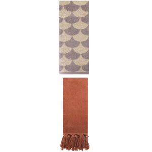 REGALWOVEN 2 Packs Cotton Geometric and Solid Absorbent Soft Hand Towel for Bathroom Kitchen - 1 of 4