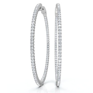 Pompeii3 1 3/4Ct Diamond Inside Outside 2" Tall Hoops Earrings Lab Created - 1 of 4