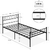Metal Twin Bed Frame for Girls/Boys, Twin Size Platform Bed Frame with Iron-Art Sweet Heart, Under Bed Storage, Easy Assembly - 2 of 4
