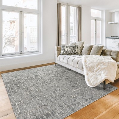 Trevi Zalo 8' x 10' Gray Abstract Shag Area Rug