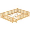 Toddler Floor Bed Frame With Safety Guardrails, Doors, Wood Slat Support Bed, Detachable Platform Bed For Kids Girls Boys - 3 of 4